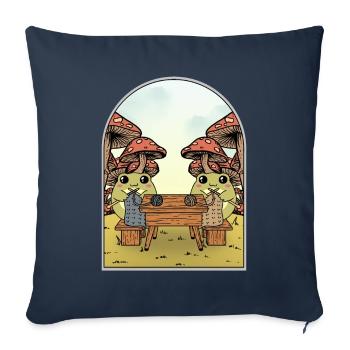 Cottagecore Aesthetic Kawaii Frog Knitting - Sofa pillowcase 17,3'' x 17,3'' (45 x 45 cm) - navy - Front