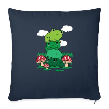 Cottagecore Aesthetic Kawaii Frog Pile Mushroom - Sofa pillowcase 17,3'' x 17,3'' (45 x 45 cm) - navy - Front