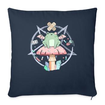 Cottagecore Esthétique Pastel Goth Frog Pentagram - Housse de coussin décorative 45 x 45 cm - bleu marine - Devant