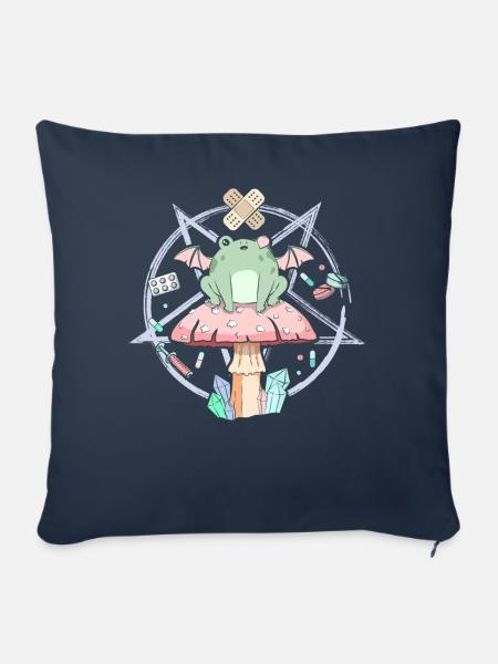 Cottagecore Aesthetic Pastel Goth Frosch Pentagram - Sofakissenbezug 45 x 45 cm - Navy