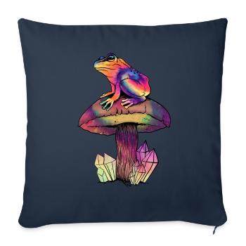 Cottagecore Aesthetic Psychedelic Frog Mushroom - Sofa pillowcase 17,3'' x 17,3'' (45 x 45 cm) - navy - Front
