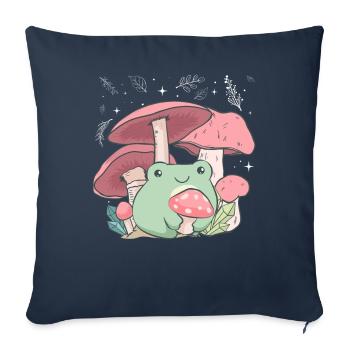 Cottagecore Aesthetic Frog Mushroom Hug - Sofa pillowcase 17,3'' x 17,3'' (45 x 45 cm) - navy - Front