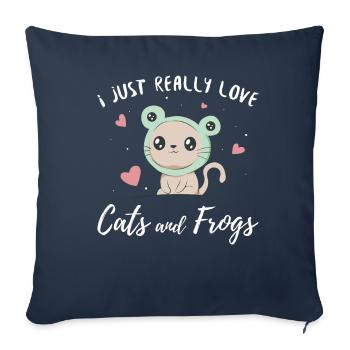 Cottagecore Aesthetic I Just Love Cats And Frogs - Sofa pillowcase 17,3'' x 17,3'' (45 x 45 cm) - navy - Front
