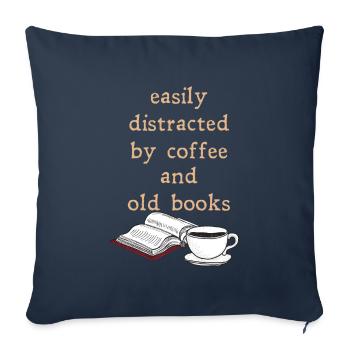Dark Academia Aesthetic Lustig Coffee And Books - Sofa pillowcase 17,3'' x 17,3'' (45 x 45 cm) - navy - Front