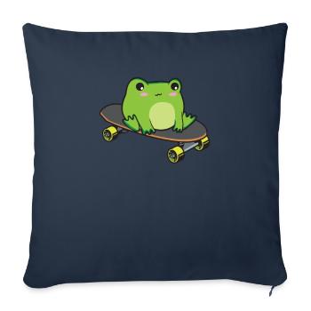Cottagecore Aesthetic Kawaii Skateboarding Frog - Sofa pillowcase 17,3'' x 17,3'' (45 x 45 cm) - navy - Front