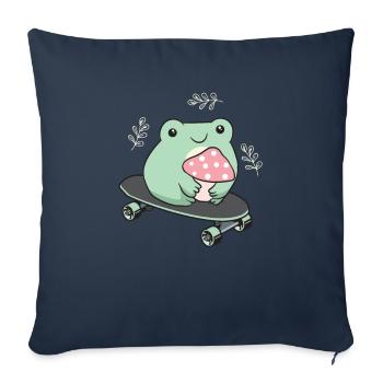 Cottagecore Aesthetic Kawaii Skateboarding Frog - Sofa pillowcase 17,3'' x 17,3'' (45 x 45 cm) - navy - Front