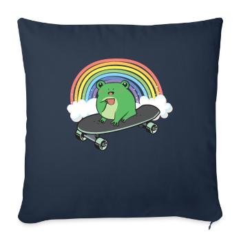 Cottagecore Aesthetic Cute Skateboarding Frog - Sofa pillowcase 17,3'' x 17,3'' (45 x 45 cm) - navy - Front