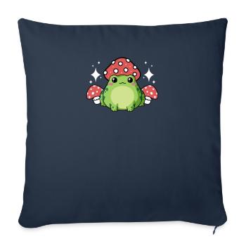 Cottagecore Aesthetic Frog Strawberry Hat Mushroom - Sofa pillowcase 17,3'' x 17,3'' (45 x 45 cm) - navy - Front