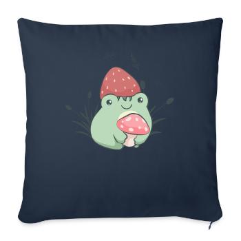 Cottagecore Aesthetic Frog Strawberry Hat Mushroom - Sofa pillowcase 17,3'' x 17,3'' (45 x 45 cm) - navy - Front