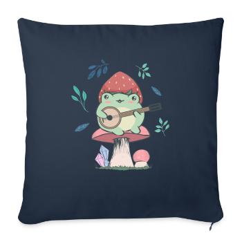 Cottagecore Aesthetic Kawaii Frog Plays Banjo - Sofa pillowcase 17,3'' x 17,3'' (45 x 45 cm) - navy - Front