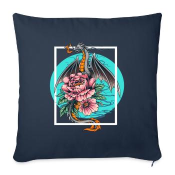 Japanese Dragon Flower Fantasy - Sofa pillowcase 17,3'' x 17,3'' (45 x 45 cm) - navy - Front