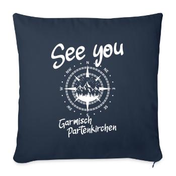 Garmisch Partenkirchen Ski Berg Snowboard - Housse de coussin décorative 45 x 45 cm - bleu marine - Devant
