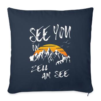 Zell am See Ski Berg Snowboarden Autriche - Housse de coussin décorative 45 x 45 cm - bleu marine - Devant