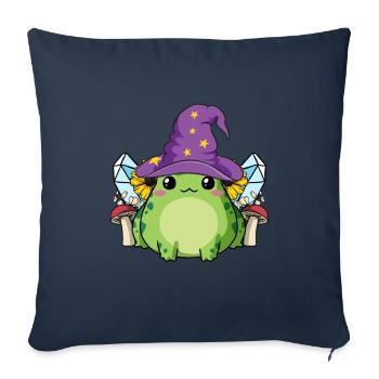 Cottagecore Aesthetic Cute Kawaii Frosch-Zauberer - Sofakissenbezug 45 x 45 cm - Navy - Vorne