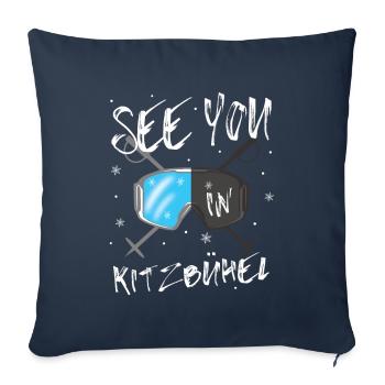 Kitzbühel Ski Tyrol Snowboard Autriche - Housse de coussin décorative 45 x 45 cm - bleu marine - Devant