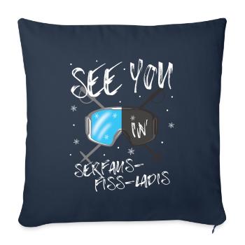 Serfaus-Fiss-Ladis Ski Tyrol Ski Autriche - Housse de coussin décorative 45 x 45 cm - bleu marine - Devant