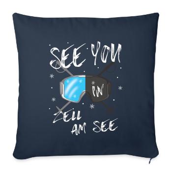 Zell am See Ski Mountain Snowboard Autriche - Housse de coussin décorative 45 x 45 cm - bleu marine - Devant