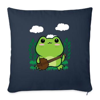 Cottagecore Aesthetic Kawaii Frog Plays Banjo - Sofa pillowcase 17,3'' x 17,3'' (45 x 45 cm) - navy - Front