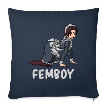 Femboy Maid Anime Boy Esthétique Travestissement - Housse de coussin décorative 45 x 45 cm - bleu marine - Devant