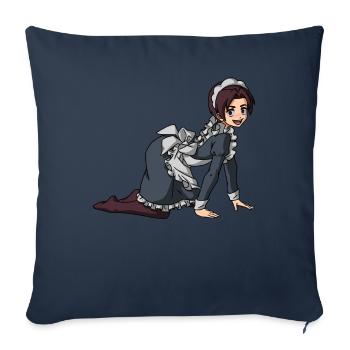 Femboy Maid Anime Boy Esthétique Travestissement - Housse de coussin décorative 45 x 45 cm - bleu marine - Devant