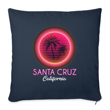 Santa Cruz Californie Coucher de soleil 70s années 80 - Housse de coussin décorative 45 x 45 cm - bleu marine - Devant