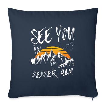 Seiser Alm Snowboarden Wandern und Ski fahren - Sofakissenbezug 45 x 45 cm - Navy - Vorne