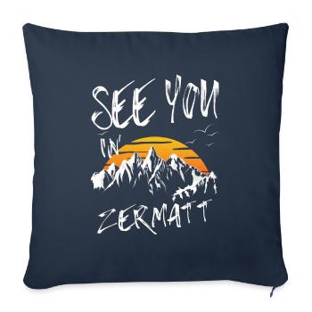 Zermatt Snowboard Randonnée et ski - Housse de coussin décorative 45 x 45 cm - bleu marine - Devant