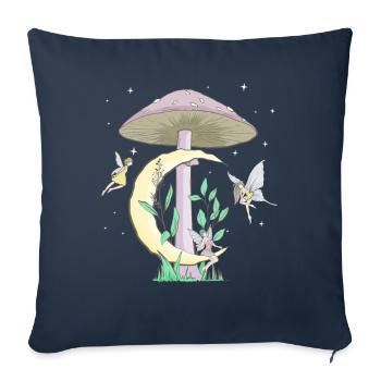 Fairycore Esthétique Fées Champignon Lune Fées - Housse de coussin décorative 45 x 45 cm - bleu marine - Devant