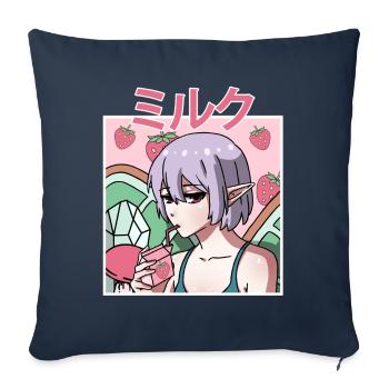 Fairycore Aesthetic Fee drinks strawberry milk - Sofa pillowcase 17,3'' x 17,3'' (45 x 45 cm) - navy - Front