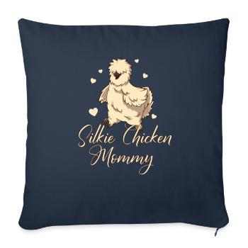 Silkie Chicken Mommy - Poulet de soie - Housse de coussin décorative 45 x 45 cm - bleu marine - Devant