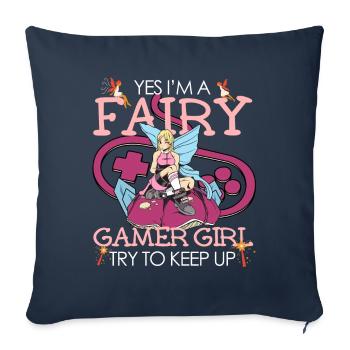 Fairycore Aesthetic Fee Yes Im A Gamer Girl - Sofa pillowcase 17,3'' x 17,3'' (45 x 45 cm) - navy - Front