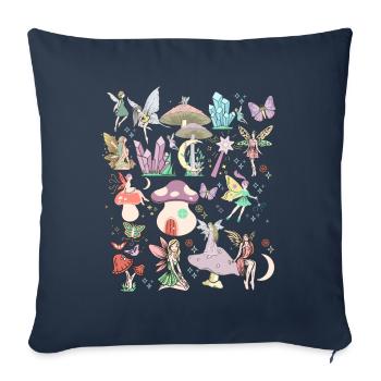 Fairycore Aesthetic Fee Grunge Cottagecore Fées - Housse de coussin décorative 45 x 45 cm - bleu marine - Devant