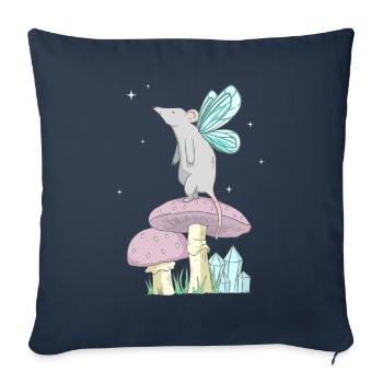 Fairycore Esthétique Fairy Mouse sur un champignon - Housse de coussin décorative 45 x 45 cm - bleu marine - Devant