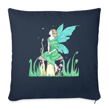 Fairycore Aesthetic Elf Fairy on a mushroom - Sofa pillowcase 17,3'' x 17,3'' (45 x 45 cm) - navy - Front