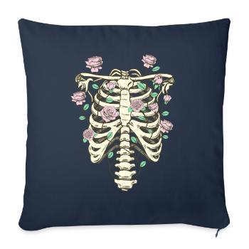 Cottagecore Aesthetic Skeleton Thorax Roses - Sofa pillowcase 17,3'' x 17,3'' (45 x 45 cm) - navy - Front