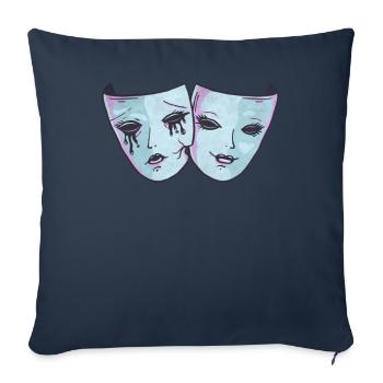 Theater Mask Pastel Goth Soft Grunge Aesthetic - Sofa pillowcase 17,3'' x 17,3'' (45 x 45 cm) - navy - Front