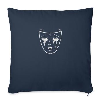 Masque de théâtre Sad Goth Esthétique Drame et Comédie - Housse de coussin décorative 45 x 45 cm - bleu marine - Devant
