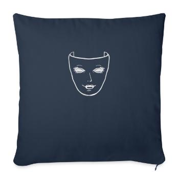 Masque de théâtre Sad Goth Esthétique Drame et Comédie - Housse de coussin décorative 45 x 45 cm - bleu marine - Devant