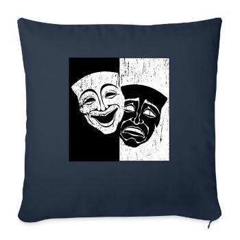 Théâtre Masque Drame Comédie et Tragédie Vendanges De Raisin - Housse de coussin décorative 45 x 45 cm - bleu marine - Devant