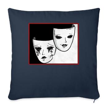 Masque de théâtre Soft Grunge Drame et Comédie Goth - Housse de coussin décorative 45 x 45 cm - bleu marine - Devant