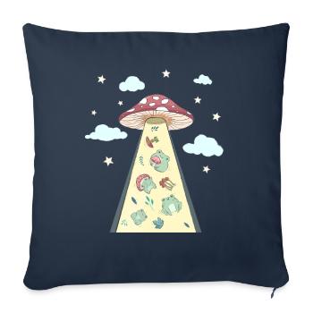Cottagecore Aesthetic Alien UFO-Entführung Frosch - Sofakissenbezug 45 x 45 cm - Navy - Vorne