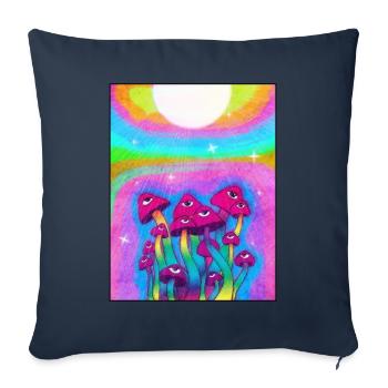 Kidcore Aesthetic Weirdcore Mushroom Eyes Retro - Sofa pillowcase 17,3'' x 17,3'' (45 x 45 cm) - navy - Front