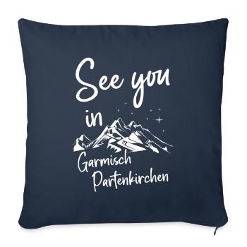 Garmisch Partenkirchen Ski Mountain Snowboard - Housse de coussin décorative 45 x 45 cm - bleu marine - Devant