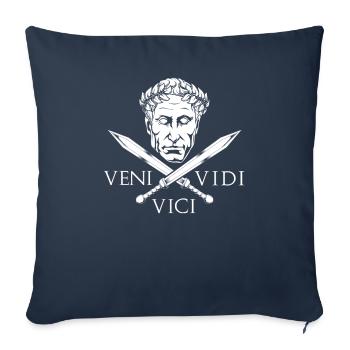 César et les épées - Veni Vidi Vici - Housse de coussin décorative 45 x 45 cm - bleu marine - Devant