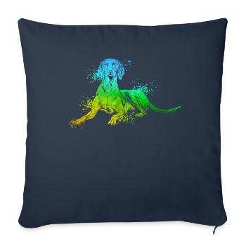Magyar Vizsla coloré - Housse de coussin décorative 45 x 45 cm - bleu marine - Devant