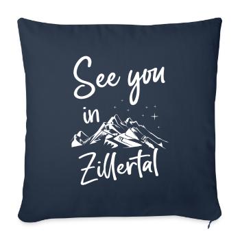 Zillertal Ski Tyrol Snowboard Autriche - Housse de coussin décorative 45 x 45 cm - bleu marine - Devant