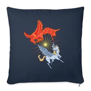 Animaux de la mythologie - Phoenix vs Pegasus - Housse de coussin décorative 45 x 45 cm - bleu marine - Devant