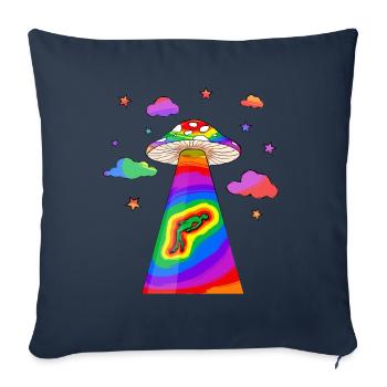 Kidcore Aesthetic Alien UFO Kidnapping Mushroom - Sofa pillowcase 17,3'' x 17,3'' (45 x 45 cm) - navy - Front