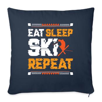 Eat Sleep Ski Repeat - Sofa pillowcase 17,3'' x 17,3'' (45 x 45 cm) - navy - Front