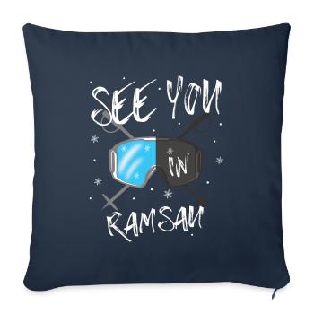 Ramsau Ski Mountain Snowboard - Housse de coussin décorative 45 x 45 cm - bleu marine - Devant
